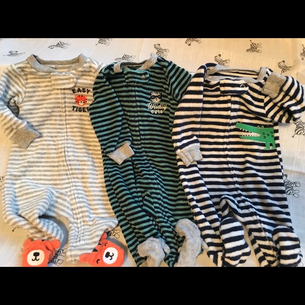 Newborn Baby Boy Zipper PJs